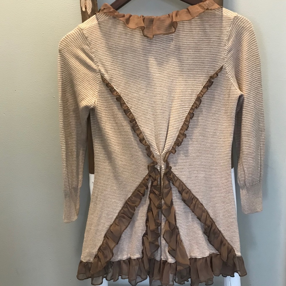 Anthropologie Cardigan Ruffle Detail - Picture 4 of 7